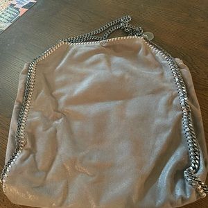 Grey faux leather shoulder bag